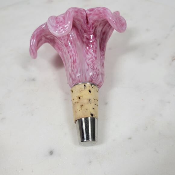 Vtg Murano 3pcs Crystal Flower Cork Stopper Pink Blue Green Hand Blown Art Glass - Picture 10 of 12